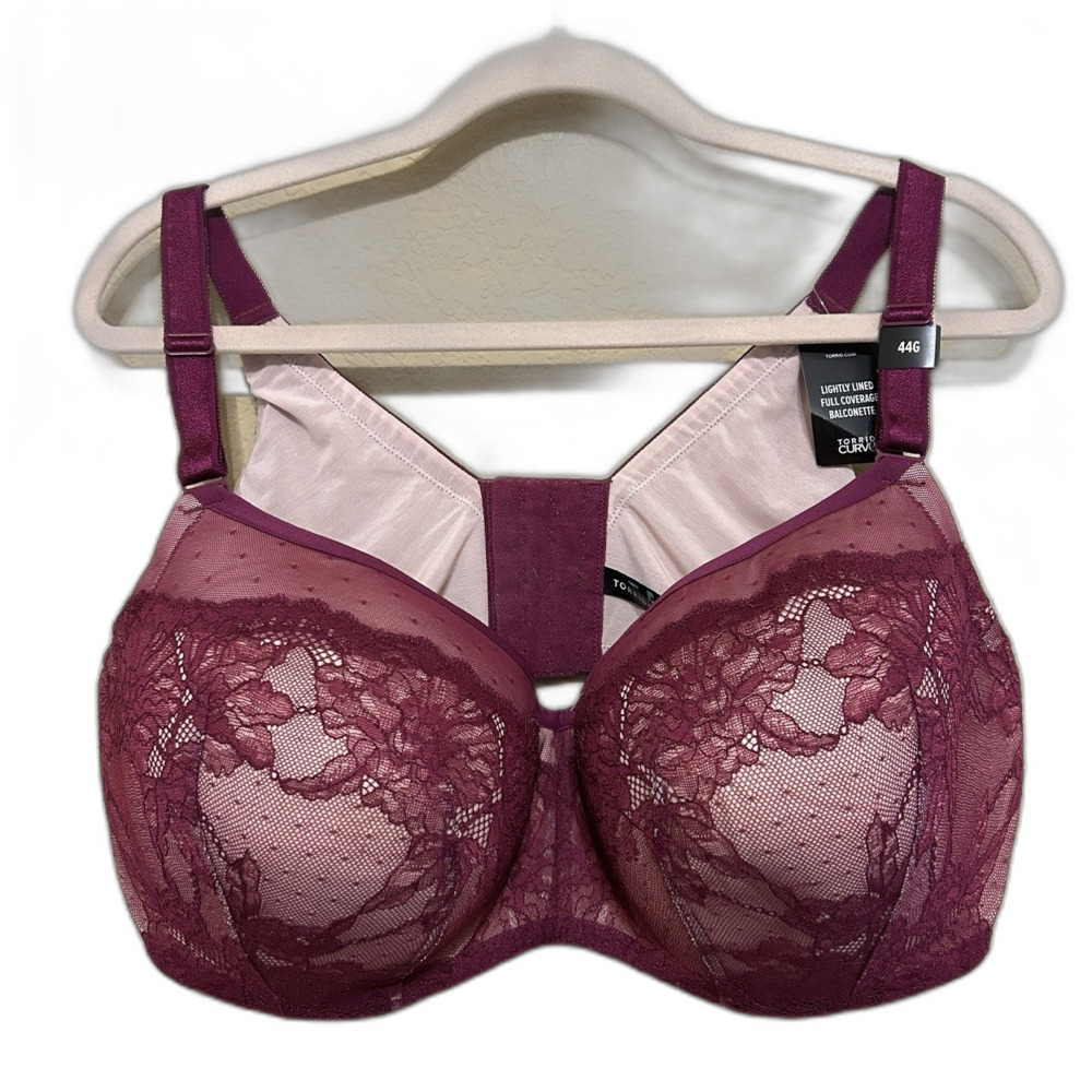 NWT Torrid Lightly Lined Full Coverage Balconette Bra Size 44G Purple Lace